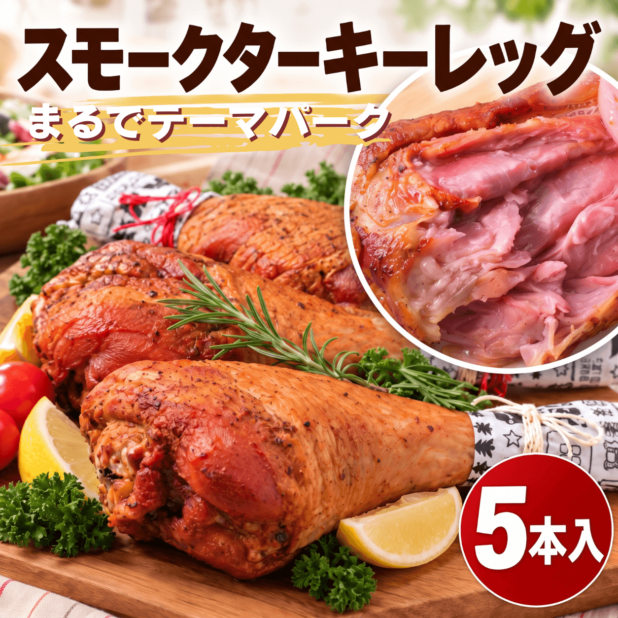 スモークターキーレッグ5本