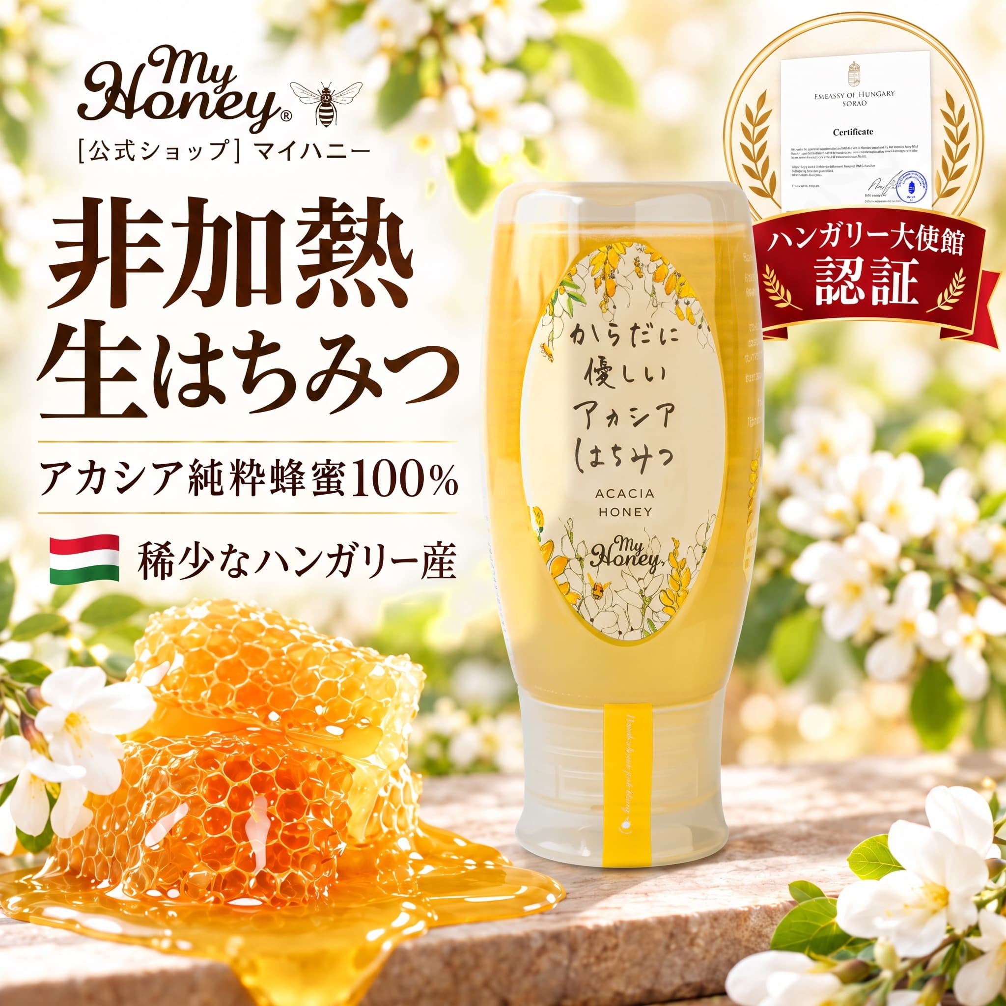 非加熱 無添加 生はちみつ ハンガリー産純粋はちみつ100%