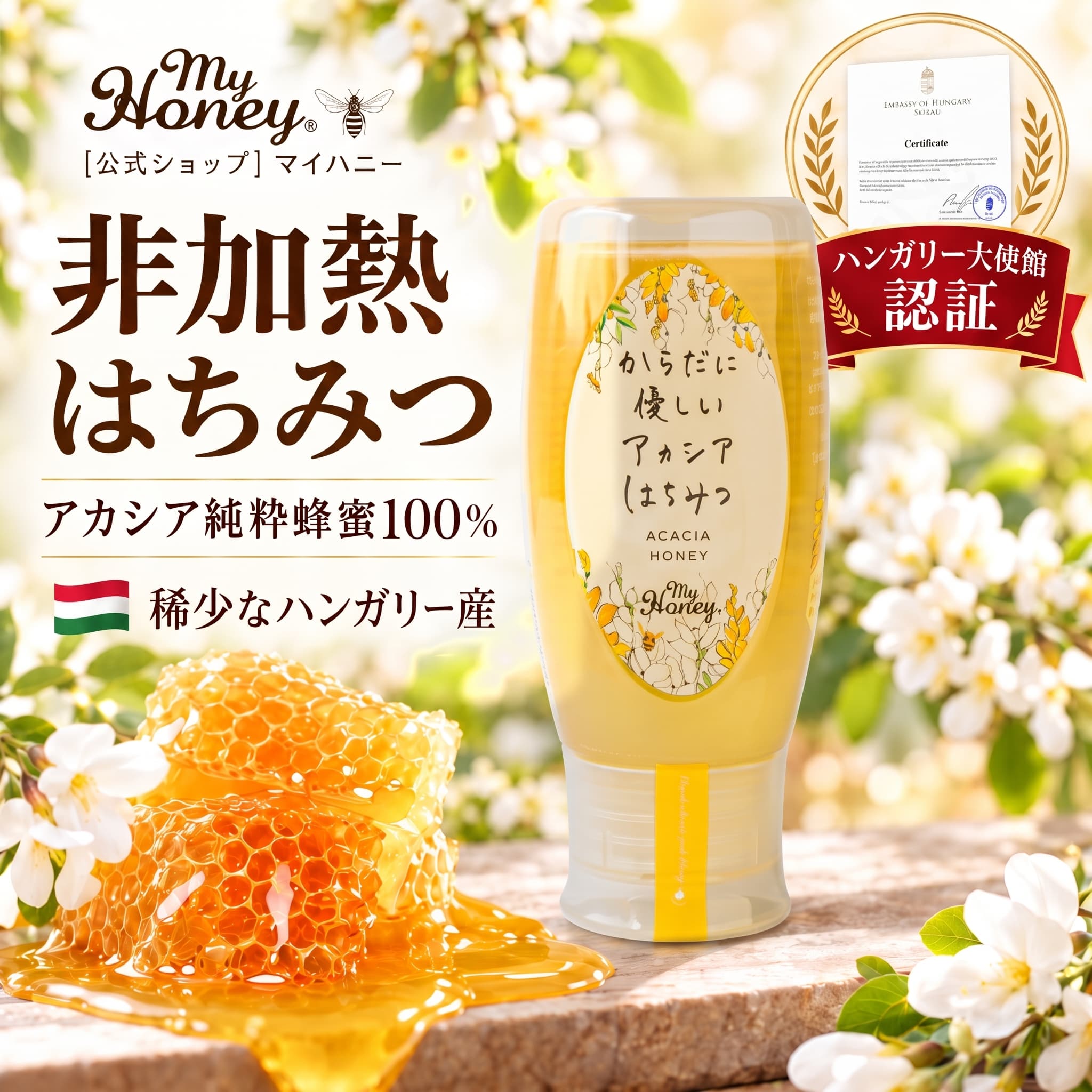 非加熱 無添加 はちみつ ハンガリー産純粋はちみつ100%